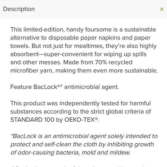 Norwex Counter Cloth Napkins Set of 4 Mushroom w/ Sea Mist Trim approx 7… - Picture 2 of 4